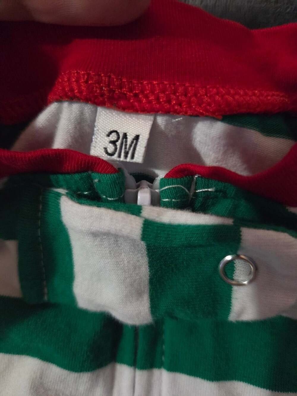 Elf Christmas Striped Ruffle Footless Romper